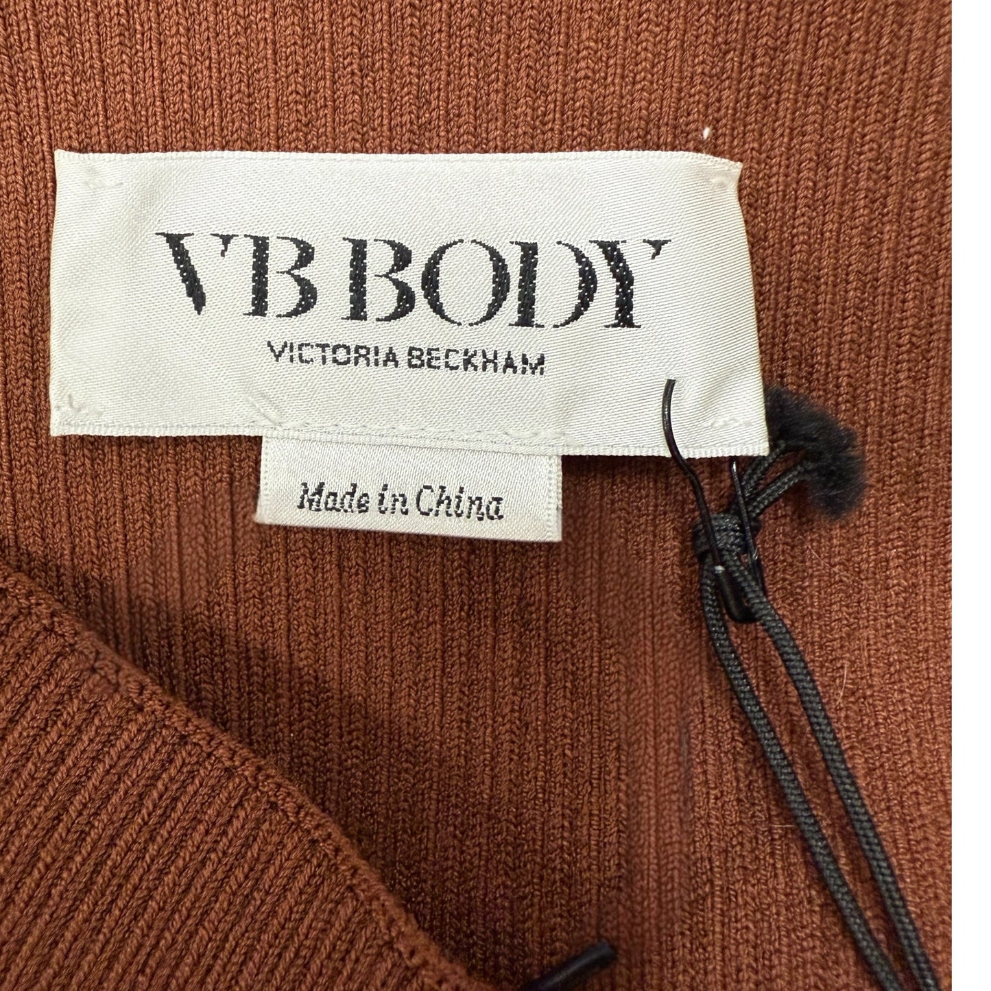 Fitted Stretch Knit Midi Skirt  By VB Body by Victoria, Beckham  In Brown, Size: S