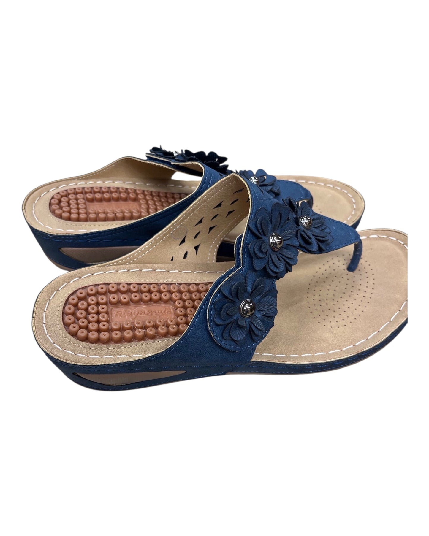 Sandals Flats By Clothes Mentor In Blue, Size:8.5