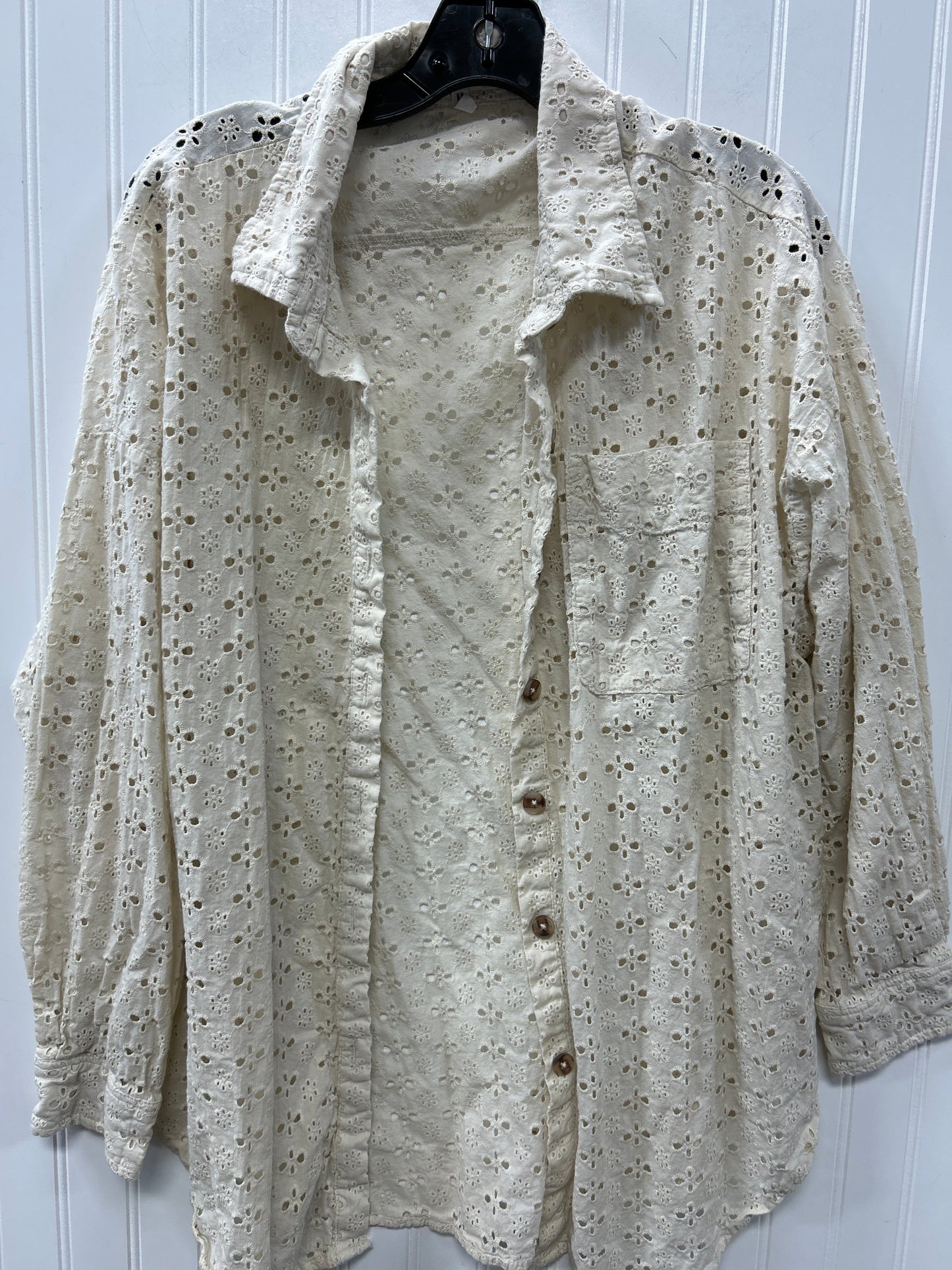 Blouse Ls By Maurices In Cream, Size:Xl