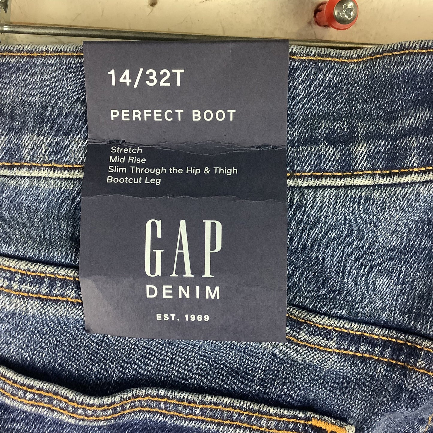 Jeans Boot Cut By Gap In Blue Denim, Size: 14/32 Tall