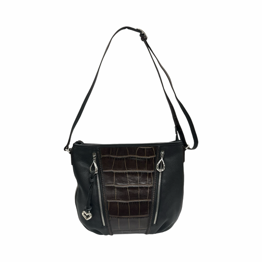 Handbag Leather By Brighton In Black & Brown, Size:Medium