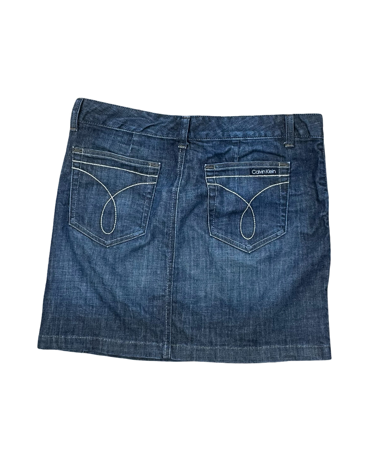 Skirt Mini & Short By Calvin Klein In Blue Denim, Size:12