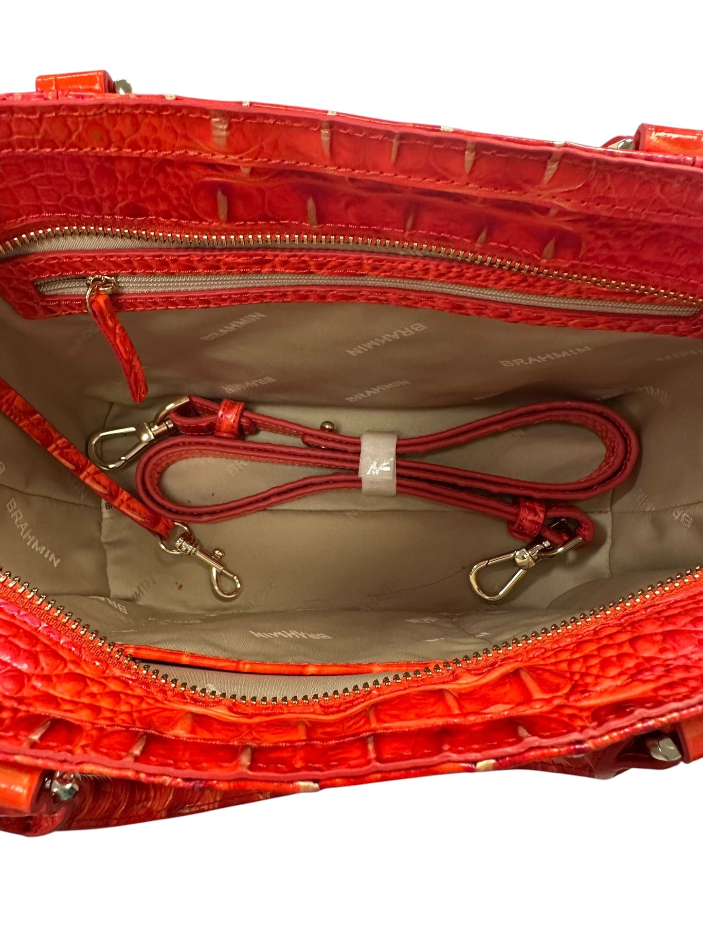 Handbag Designer By Brahmin In Orange & Red, Size:Medium