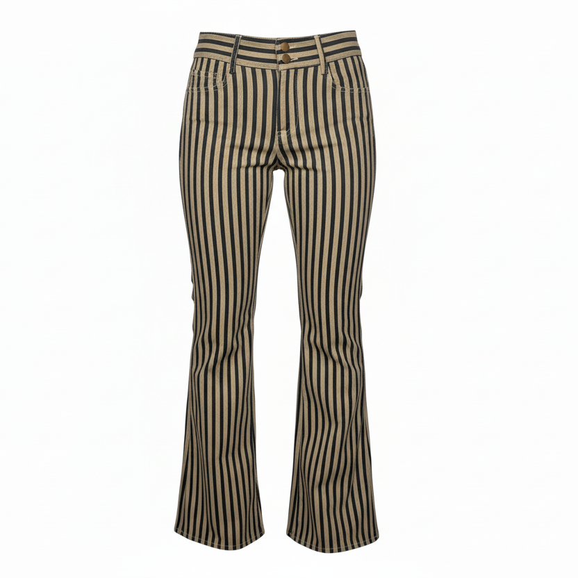 Stacey Low Rise Bell Bottom Jeans Designer By Alice + Olivia In Striped Pattern, Size: 2