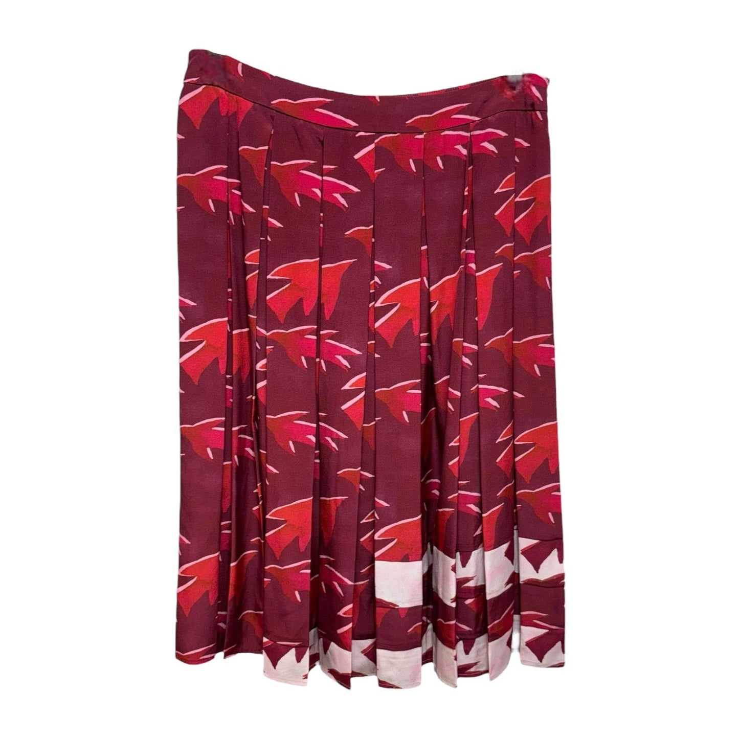 Celia Sparrow Print Silk Skirt Designer By Elle Sasson In Red, Size: 6