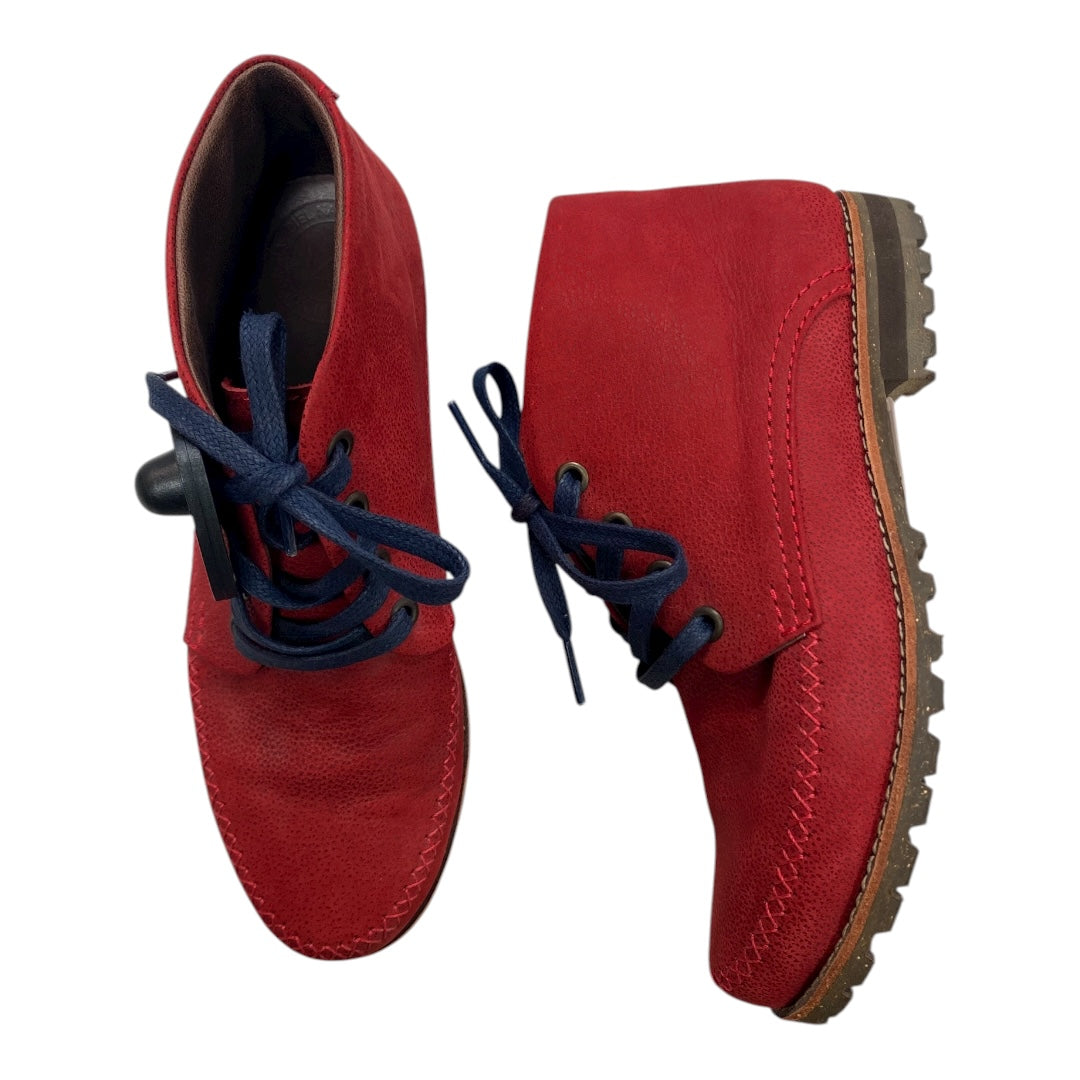Boots Ankle Flats By MAMAHUHU In Red, Size:6