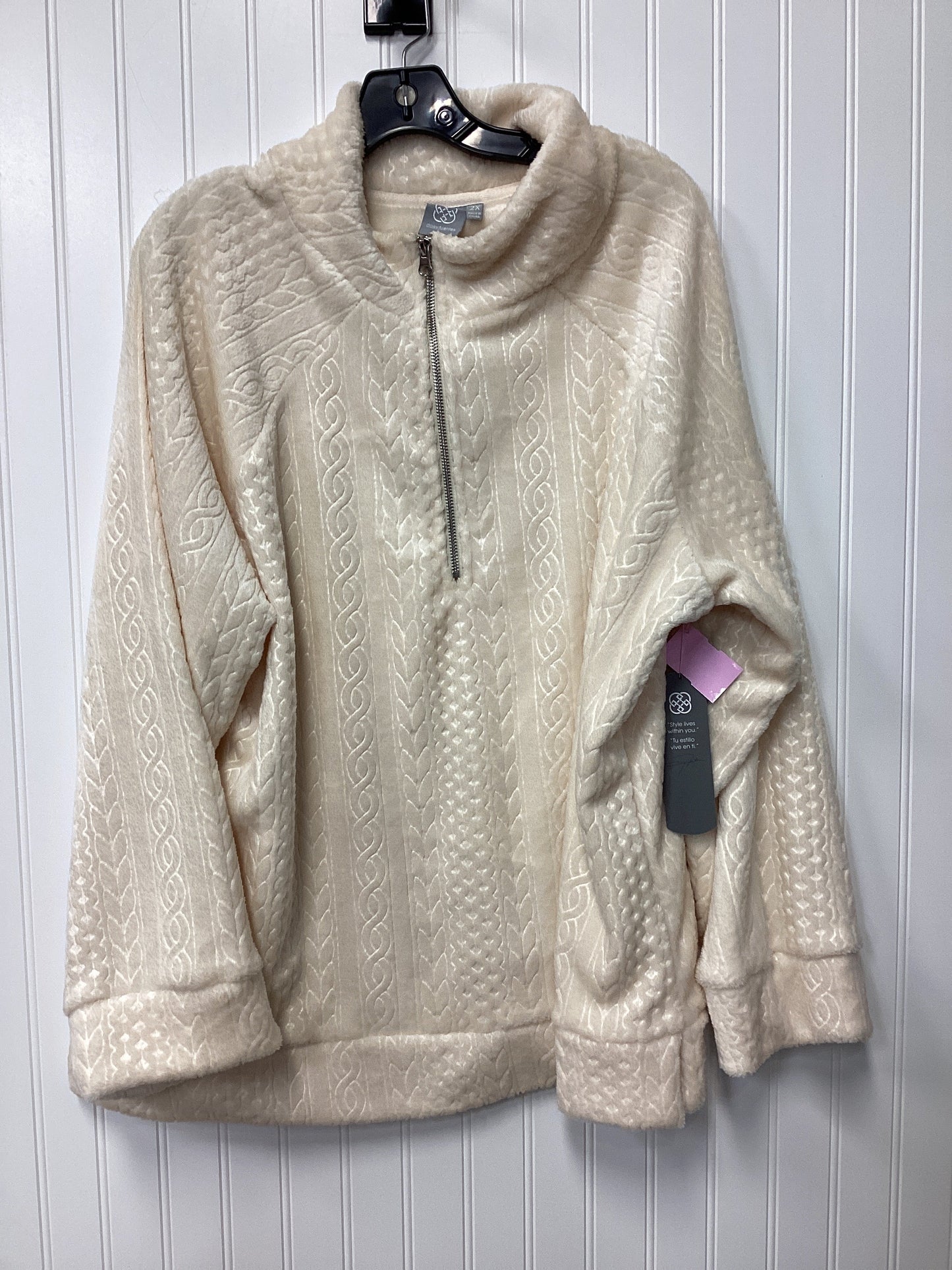 Athletic Fleece By Daisy Fuentes In Cream, Size:2X