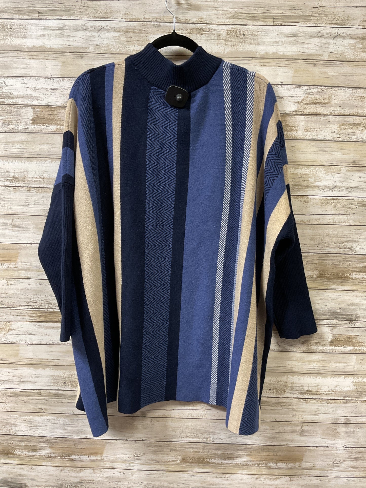 Sweater By Studio In Blue & Tan, Size:2X