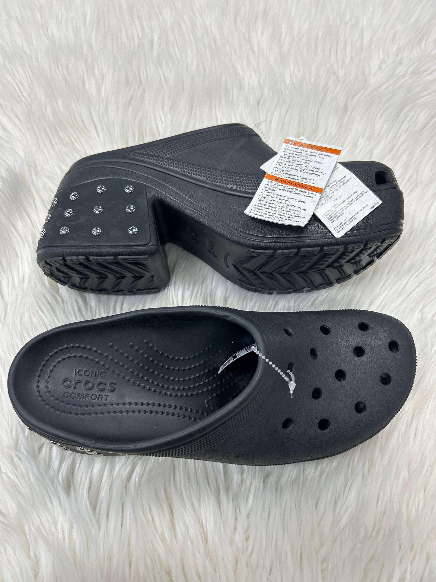 Shoes Heels Block By Crocs In Black, Size:12 NWT