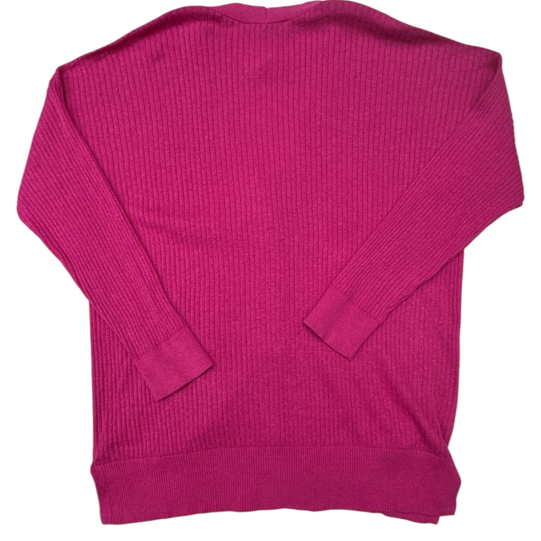Sweater Cardigan By Loft In Pink, Size:L