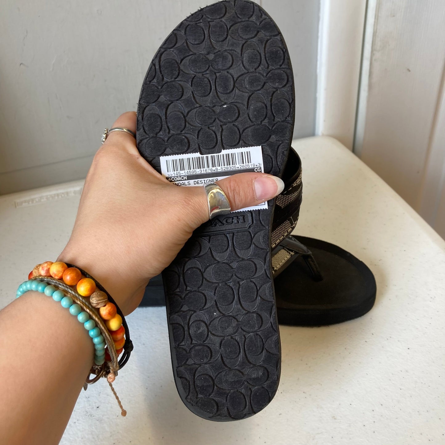 Sandals Designer By Coach In Black, Size:6