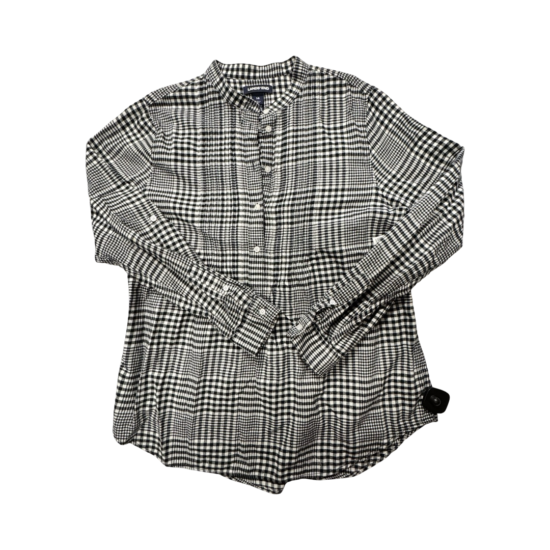 Top Ls By Lands End In Black & White, Size:14