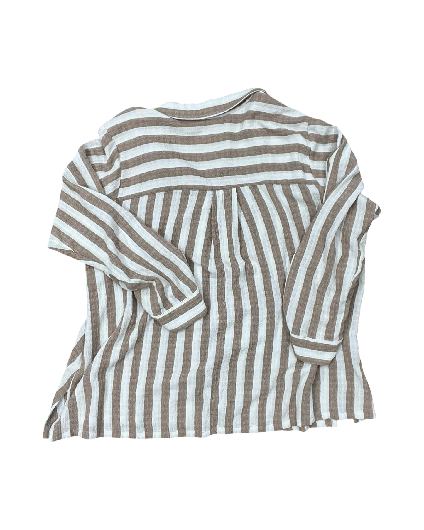 Top 3/4 Sleeve By Jane And Delancey In Brown & White, Size:1X