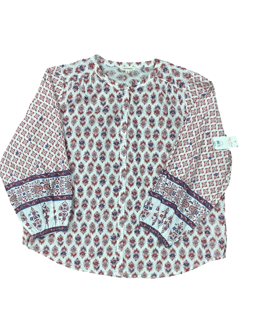 Blouse Ls By Lucky Brand In Red & White, Size:Xl