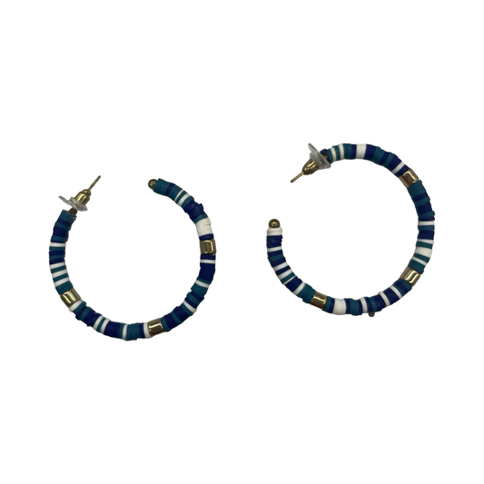 Earrings Hoop By Clothes Mentor In Blue & White