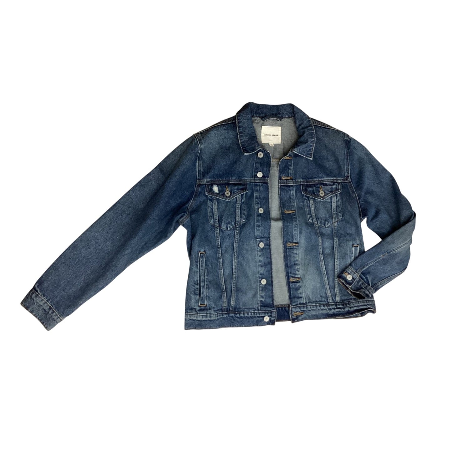 Jacket Denim By Lucky Brand In Blue Denim, Size:L