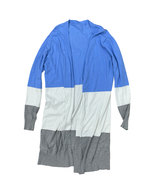 Cardigan By Clothes Mentor In Blue & White, Size:M