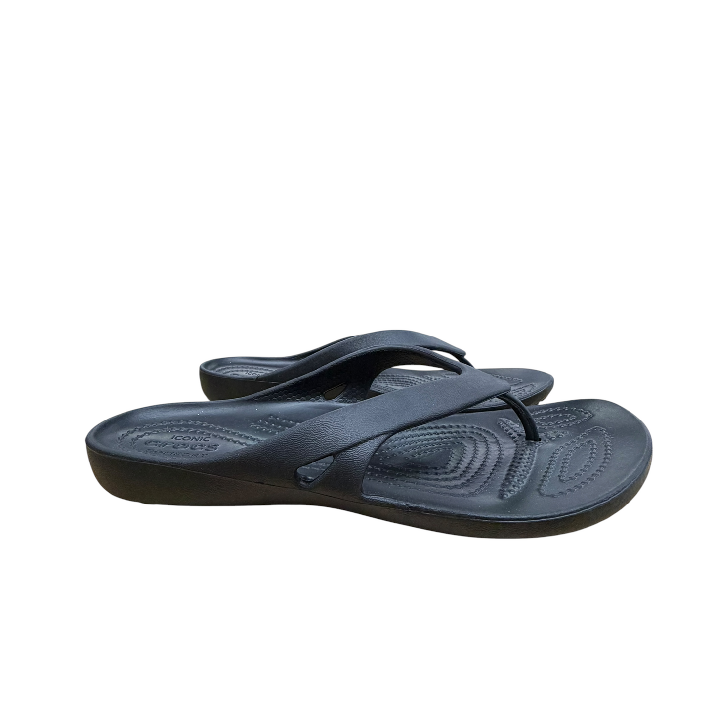 Sandals Flip Flops By Crocs In Black, Size:7