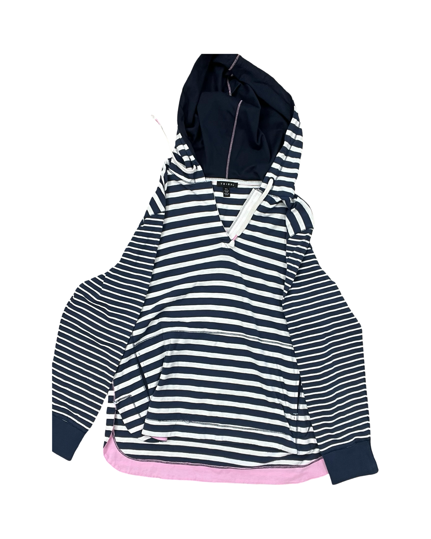 Sweatshirt Hoodie By Tribal In Blue & White, Size:L