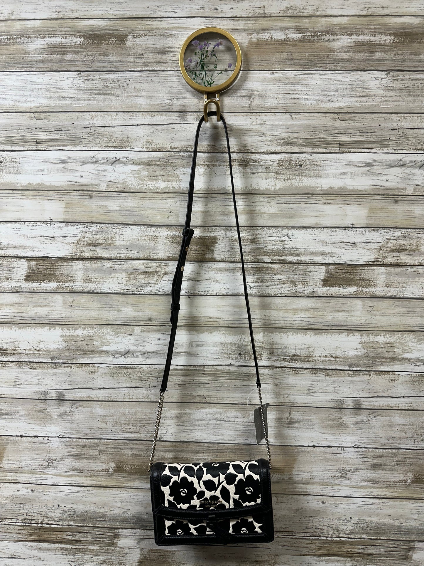 Crossbody Designer By Kate Spade In Black & White, Size:Small