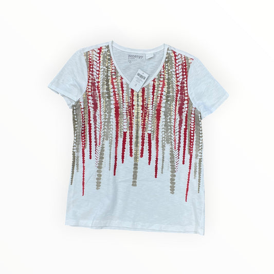 Top Ss By Chicos In Red & White, Size:S