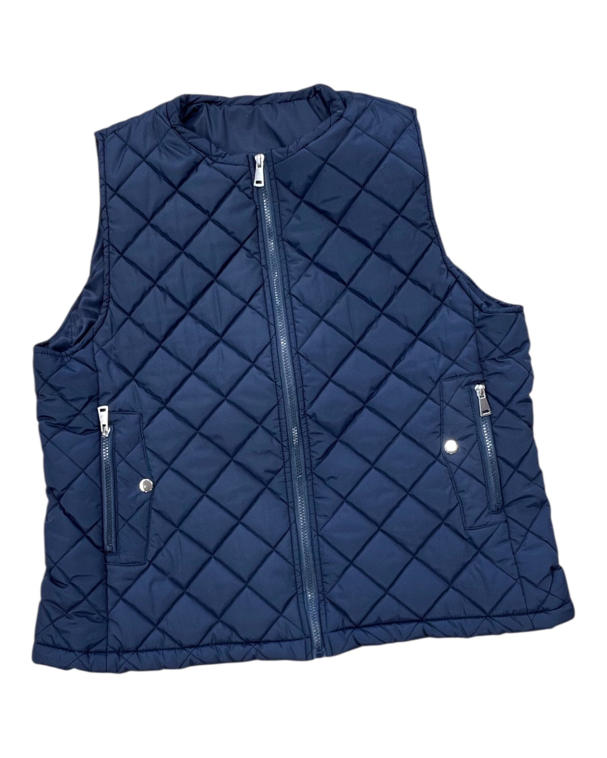 Vest Puffer & Quilted By Clothes Mentor In Navy, Size:1X