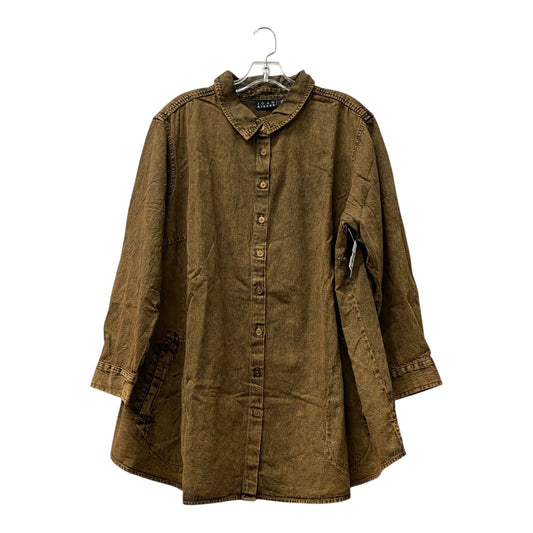 Jacket Shirt By Joan Rivers In Brown, Size:3X