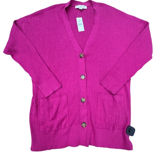 Sweater Cardigan By Loft In Pink, Size:L