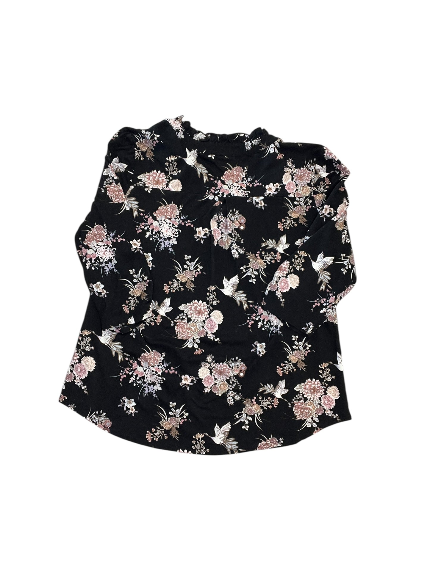 Top 3/4 Sleeve By Perseption Concept In Floral Print, Size:Xl
