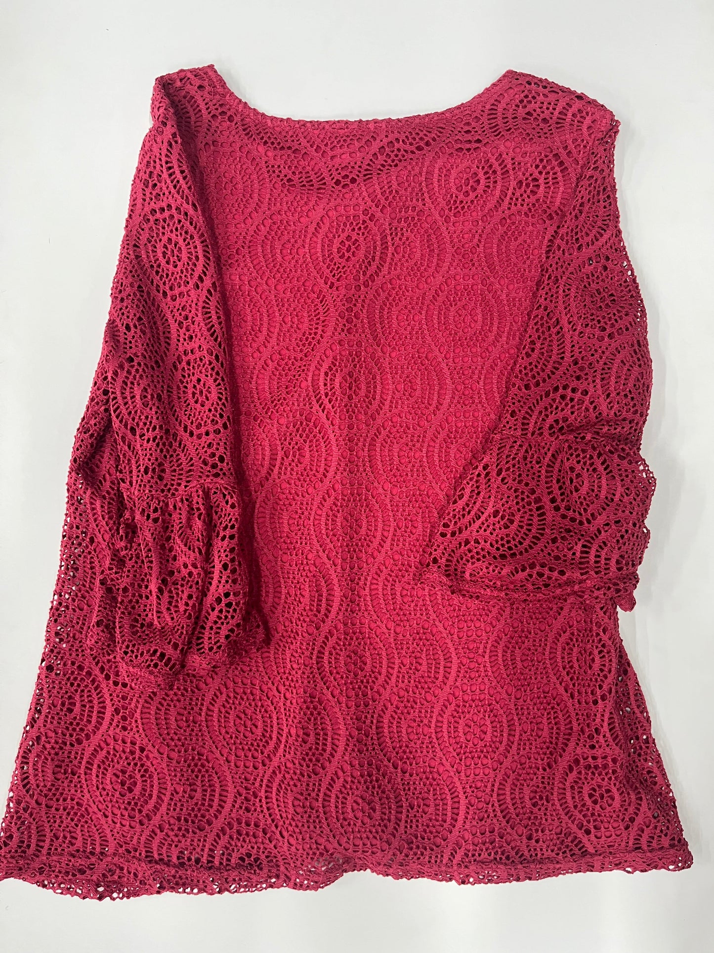 N Touch Long Sleeve Lace Crochet Blouse Pink Size M