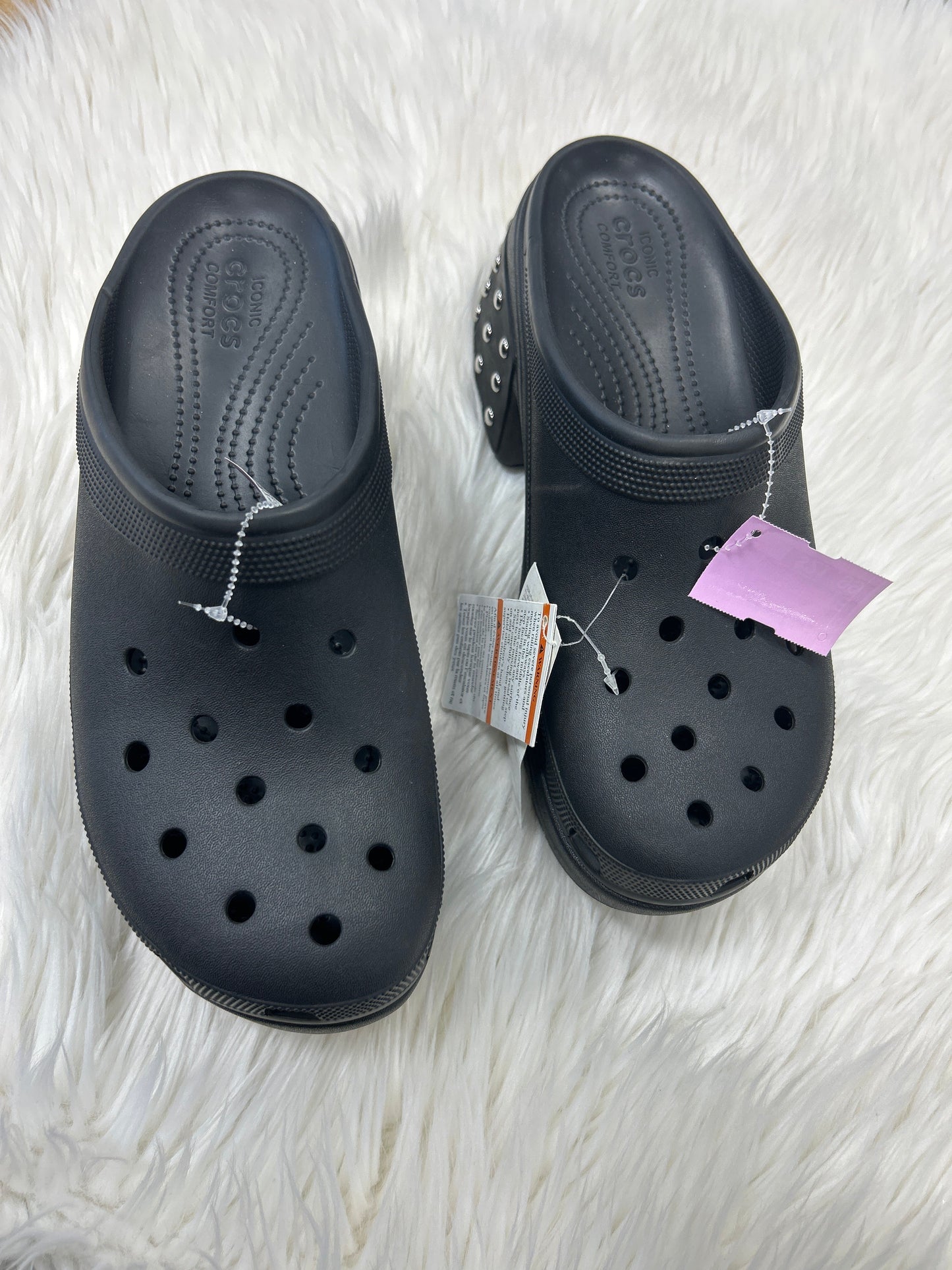 Shoes Heels Block By Crocs In Black, Size:12 NWT