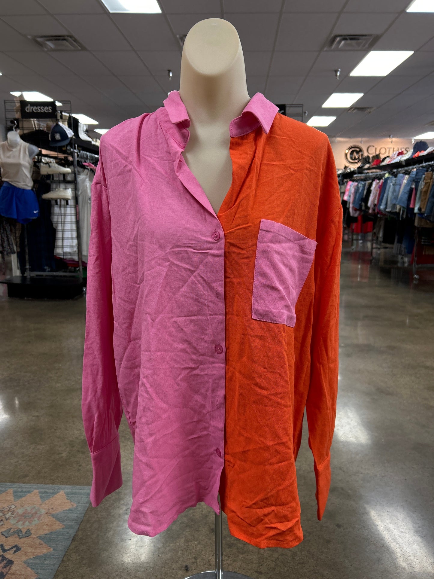 Top Ls By Clothes Mentor In Orange & Pink, Size:M