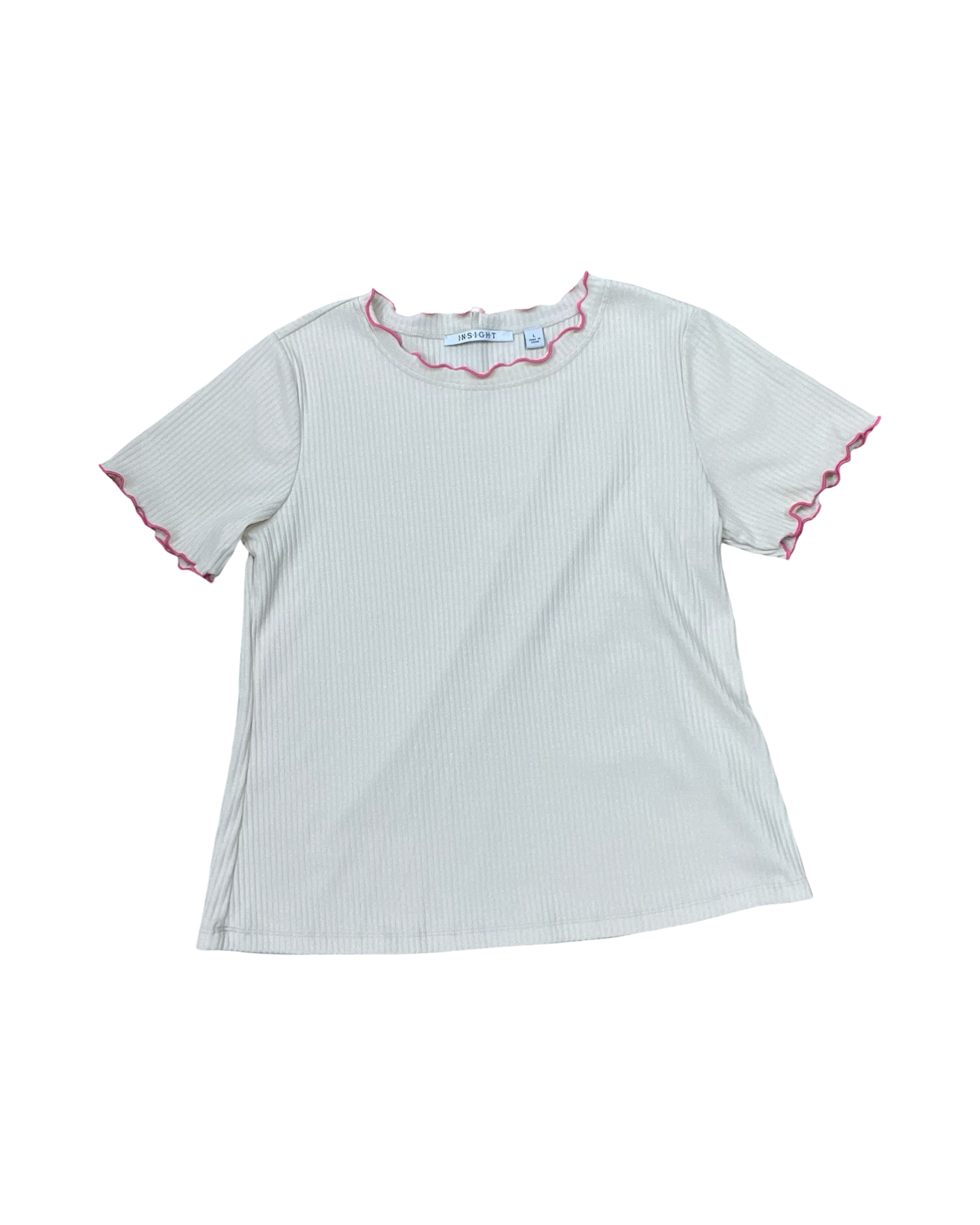 Top Ss By Clothes Mentor In Cream & Pink, Size:L