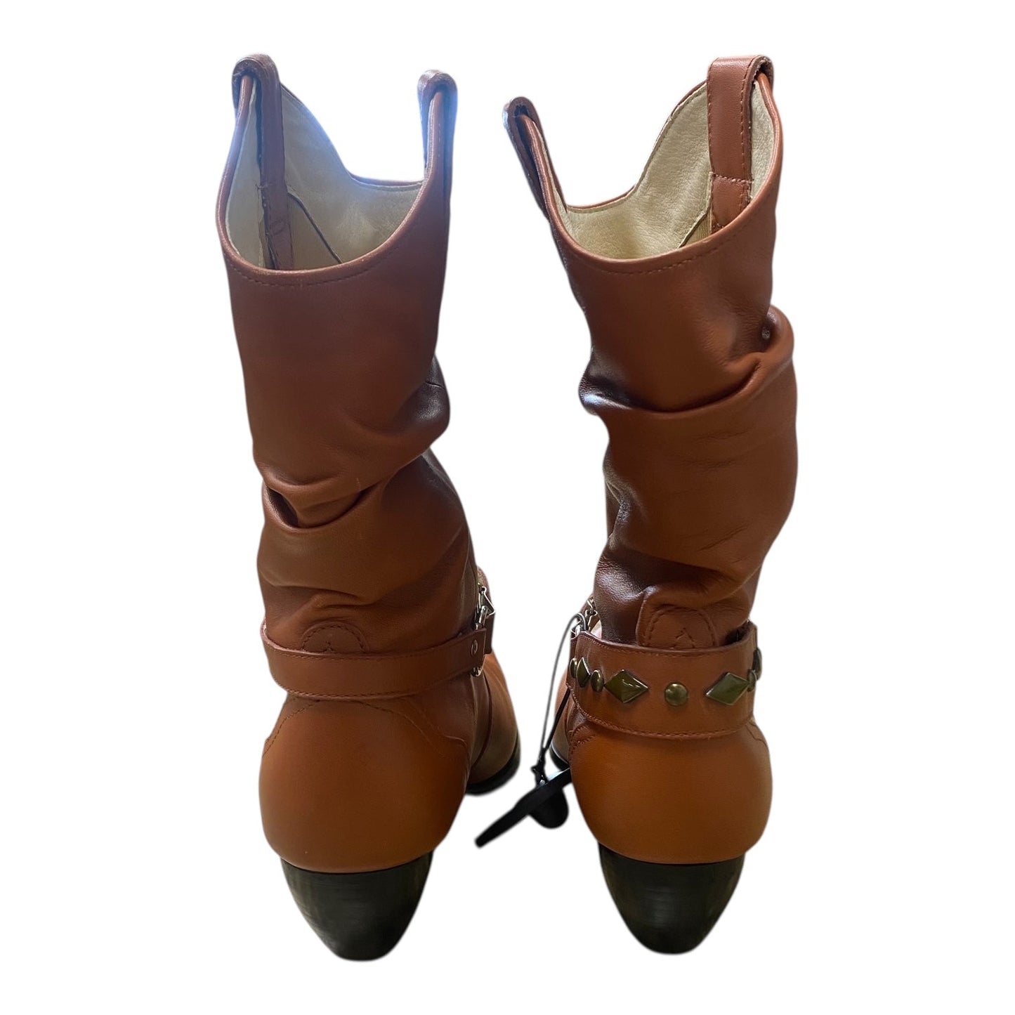 Boots Mid-Calf Heels By Dingo In Brown, Size:8