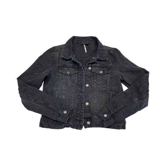 Jacket Denim By Free People In Black Denim, Size:Xs