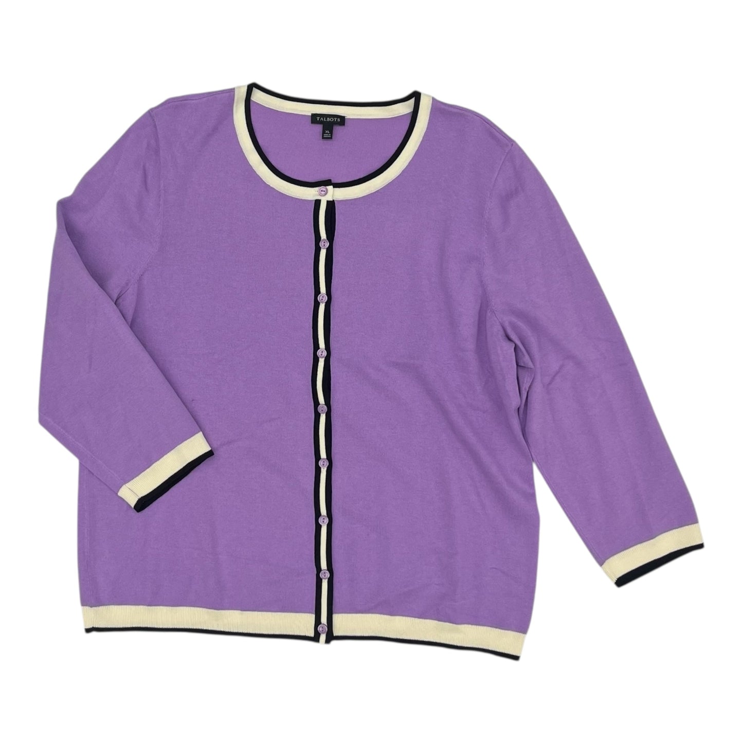Sweater Cardigan By Talbots In Purple, Size:Xl