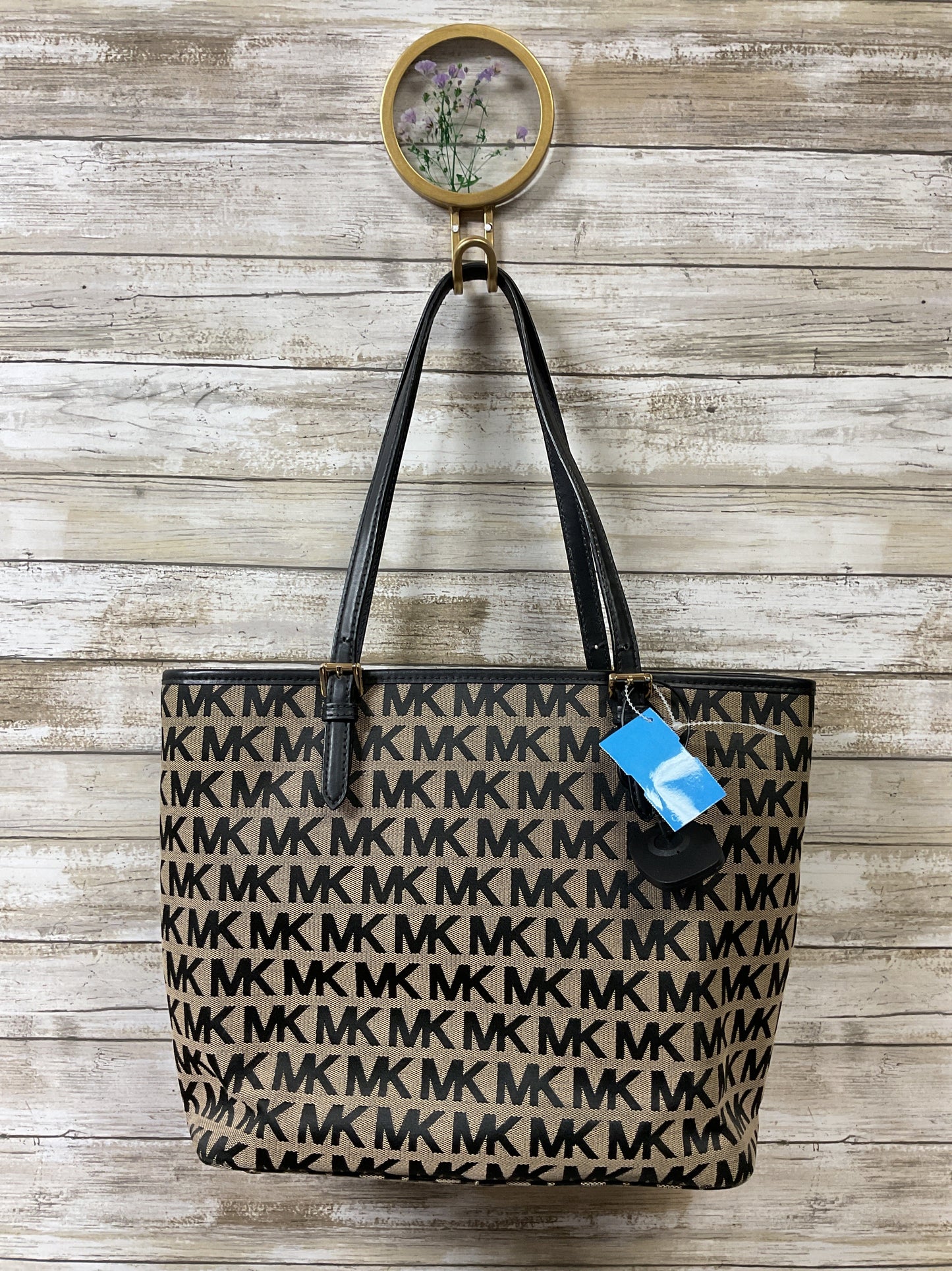 Handbag Designer By Michael Kors In Black & Tan, Size:Large