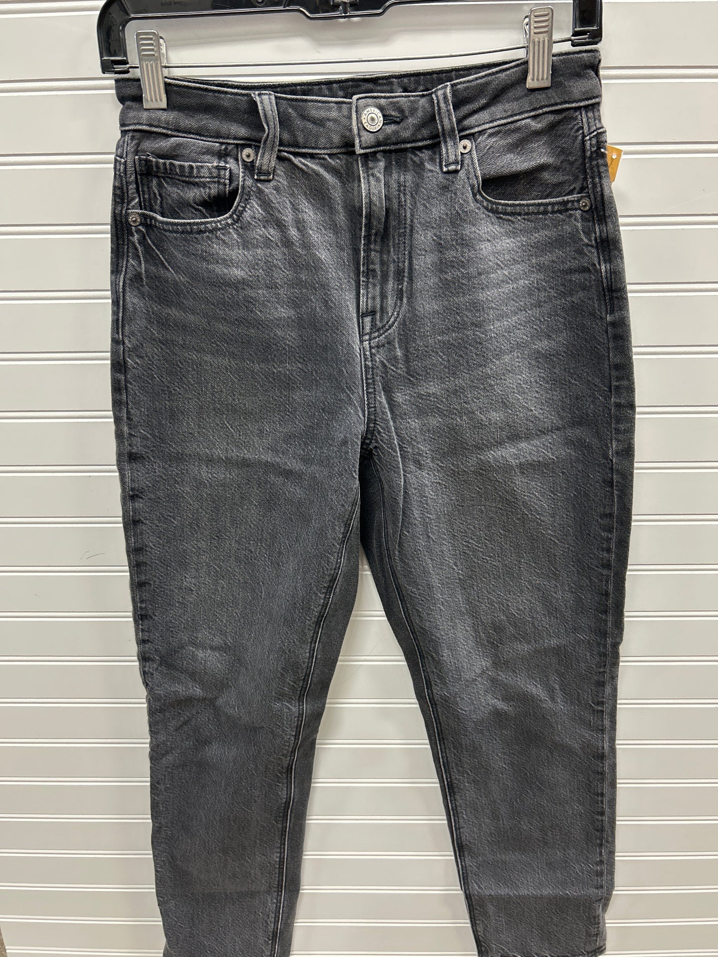 Jeans Straight By American Eagle In Black Denim, Size:2