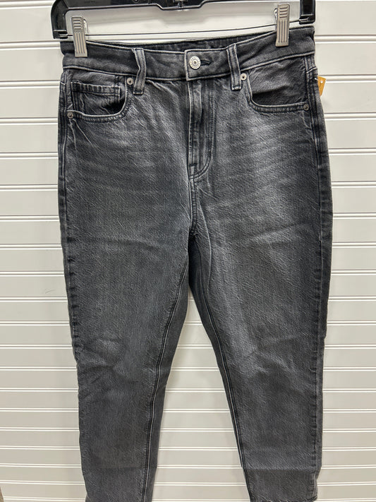 Jeans Straight By American Eagle In Black Denim, Size:2