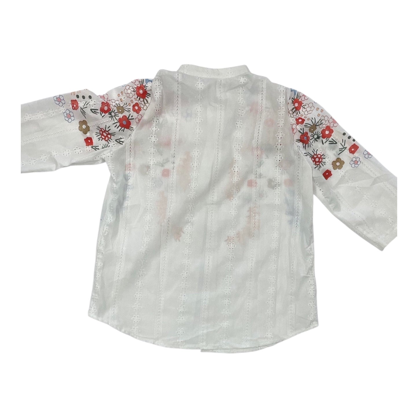 Blouse 3/4 Sleeve By Clothes Mentor In White, Size:L