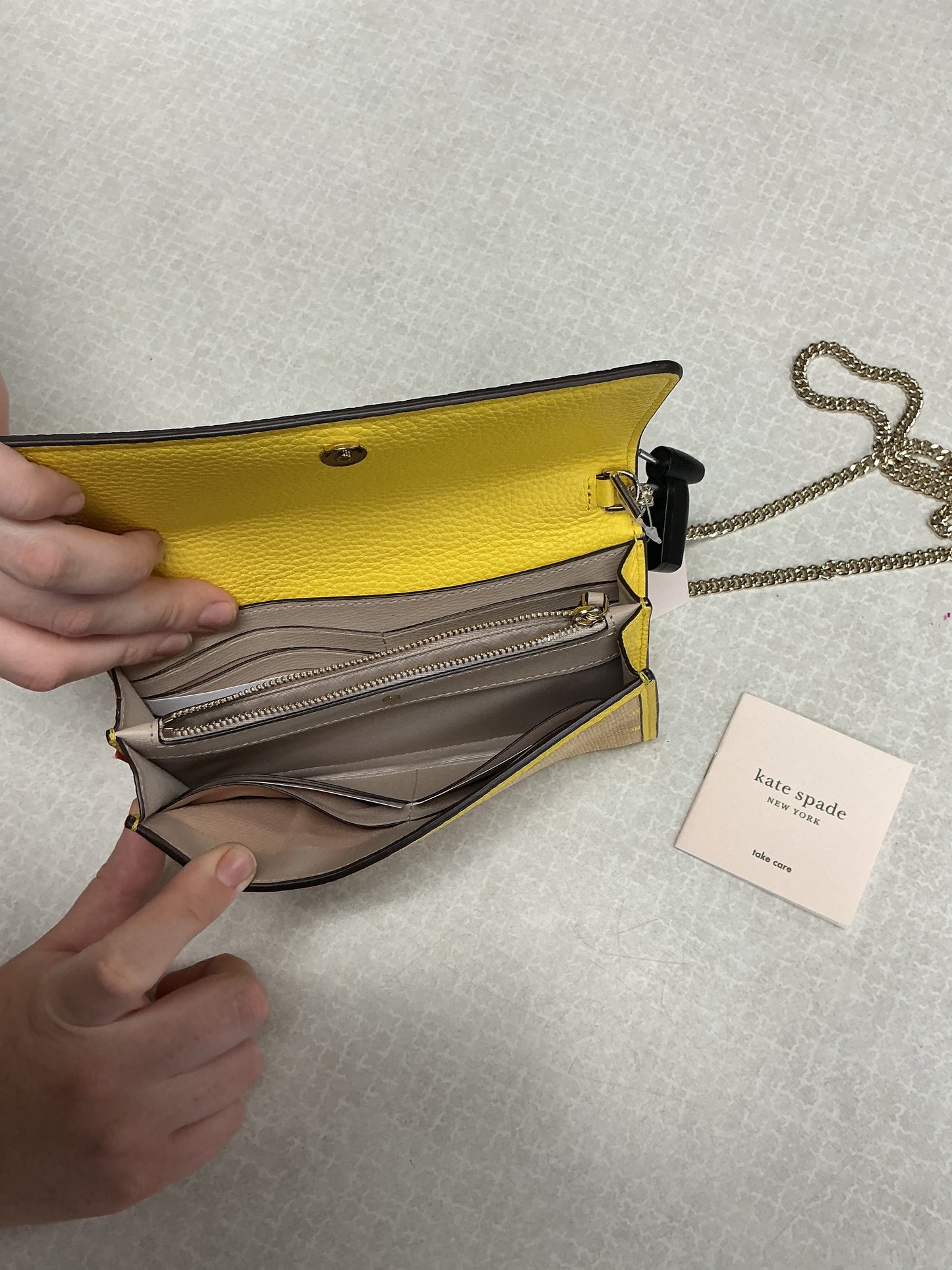 Crossbody Designer By Kate Spade In Yellow, Size:Small