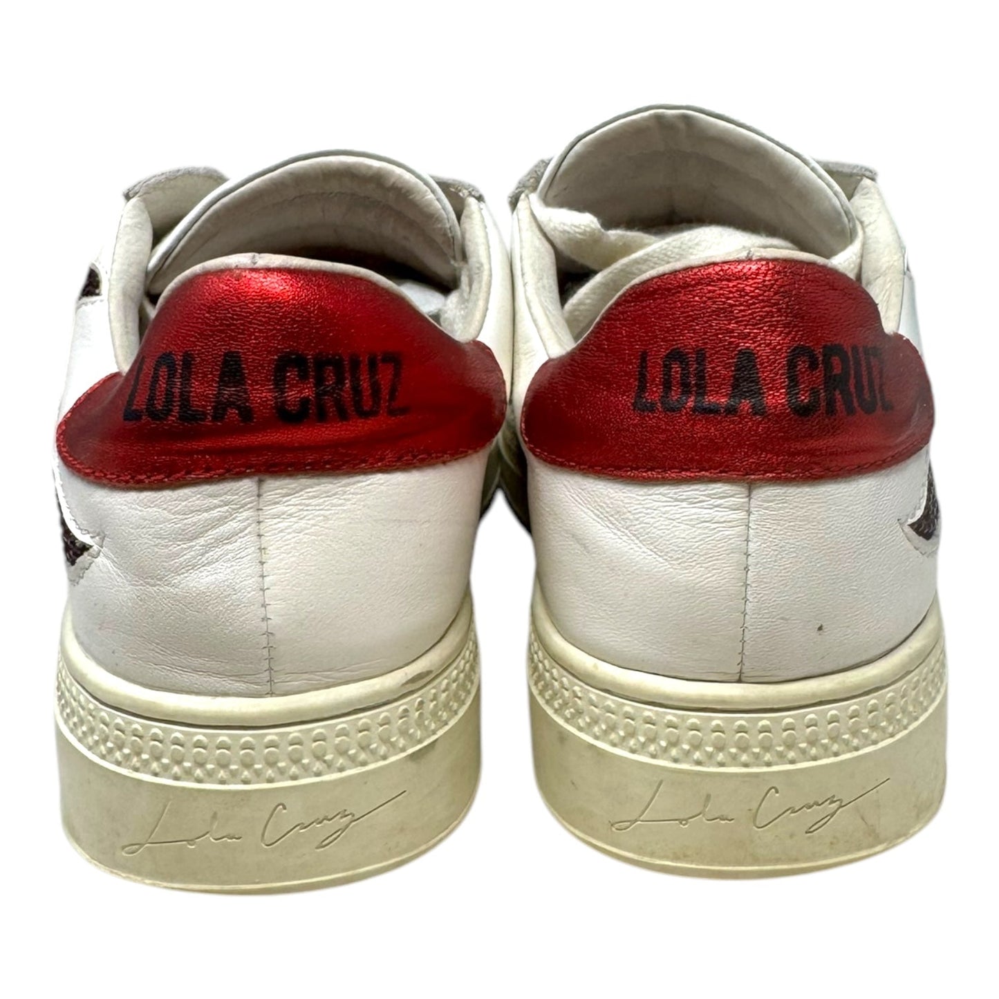 Rhinestone Flame Trainers Sneakers By Lola Cruz In Red & White, Size: 6