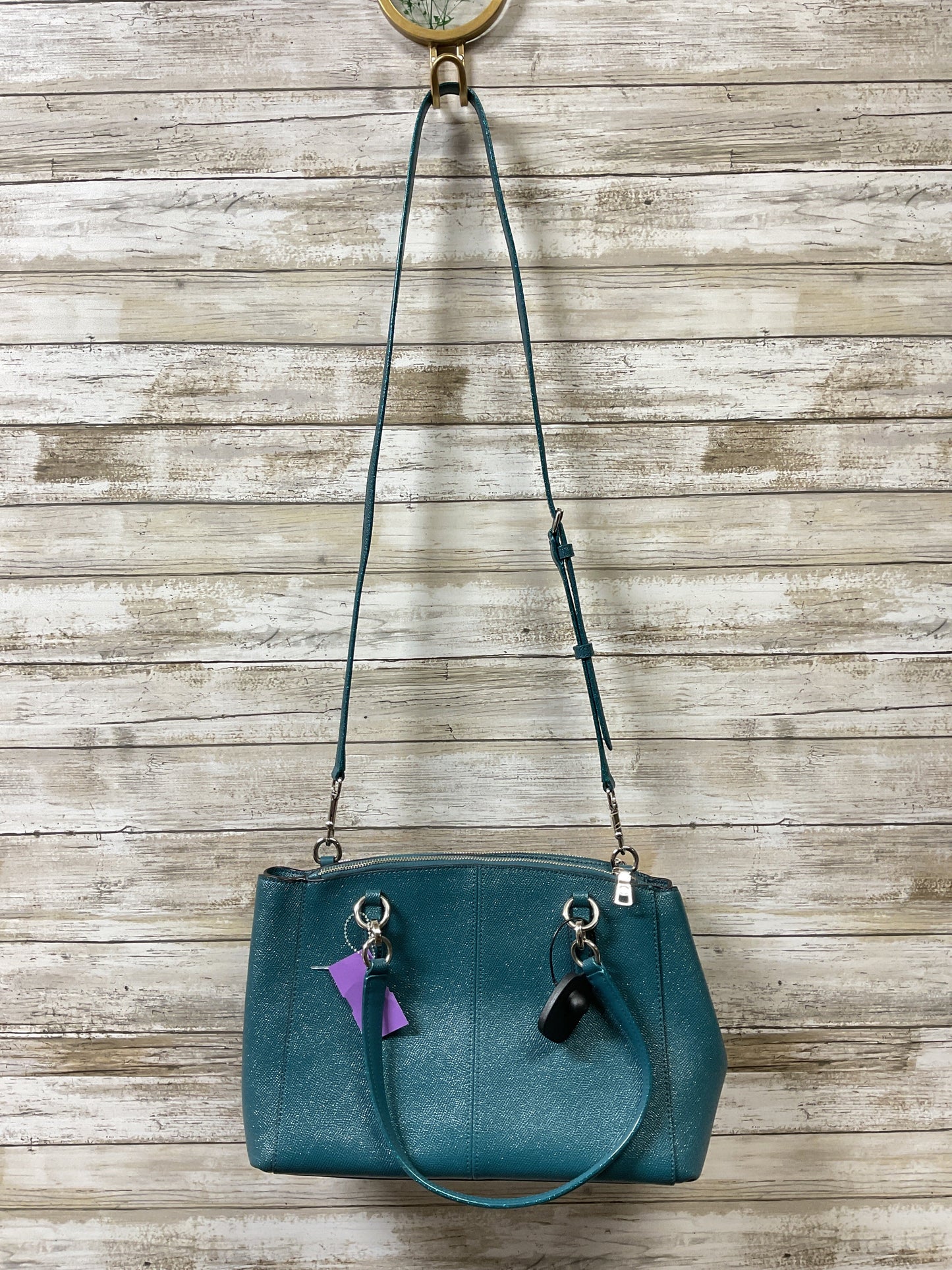 Handbag Designer By Coach In Teal, Size:Medium