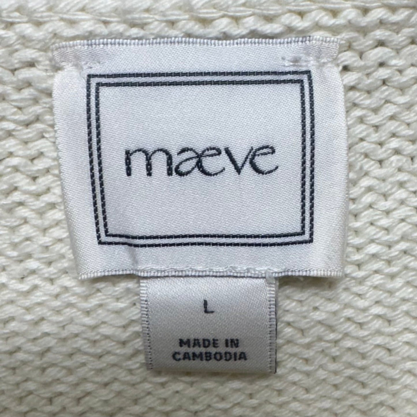 Graphic Cable-Knit Sweater By Maeve In Ivory Pattern, Size: L