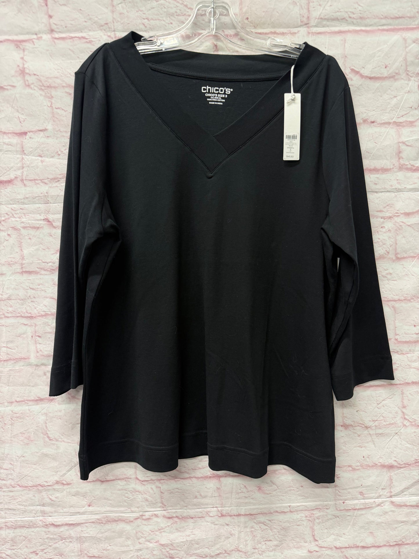 Top Long Sleeve By Chicos In Black, Size: L