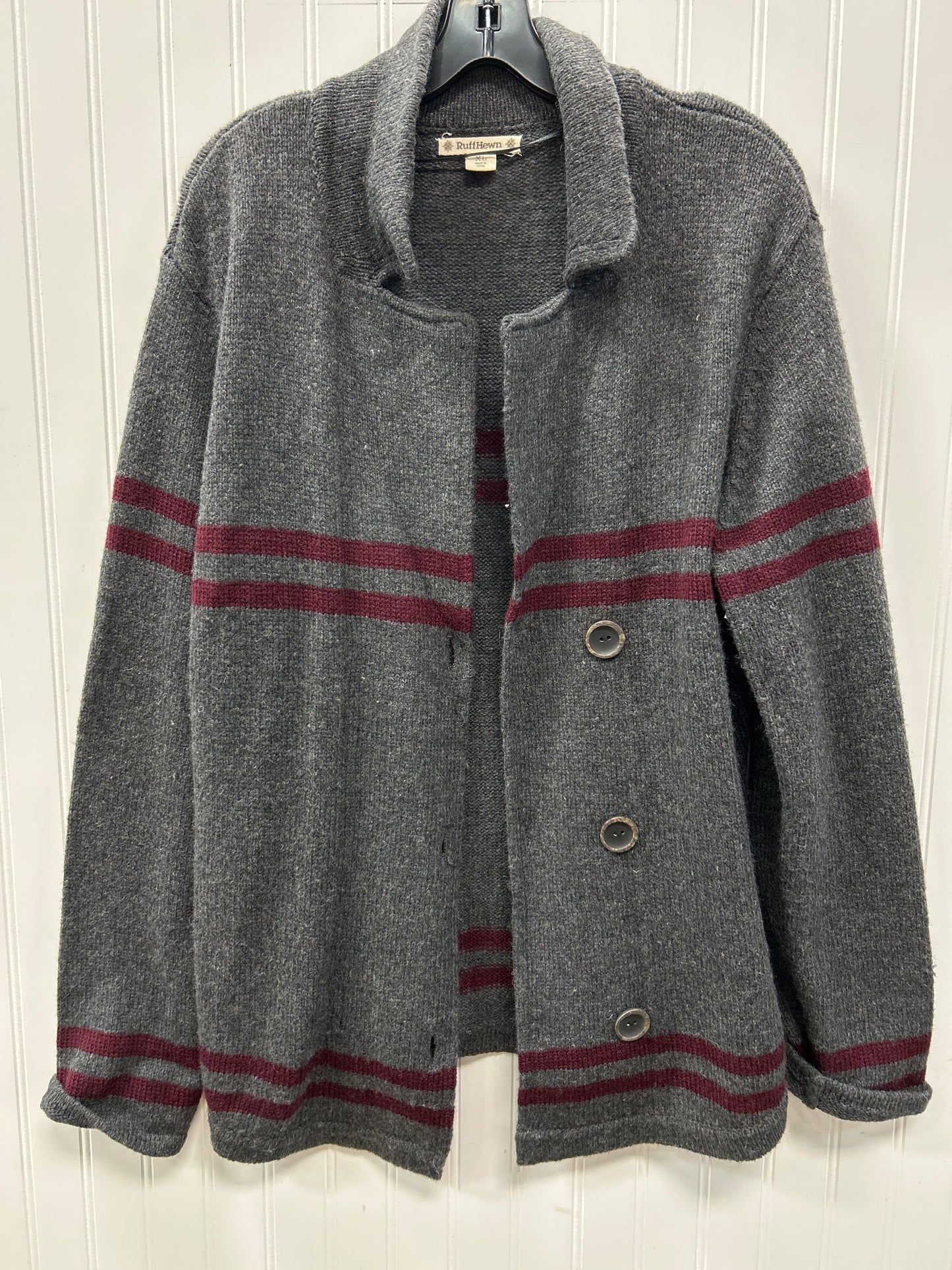 Sweater Cardigan By Ruff Hewn In Grey, Size:Xl