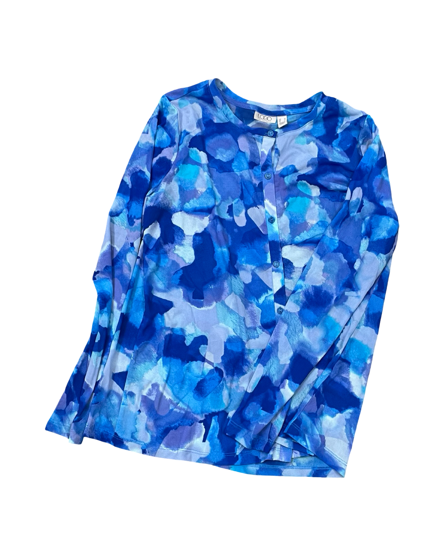 Blouse Ls By Logo In Blue, Size:M