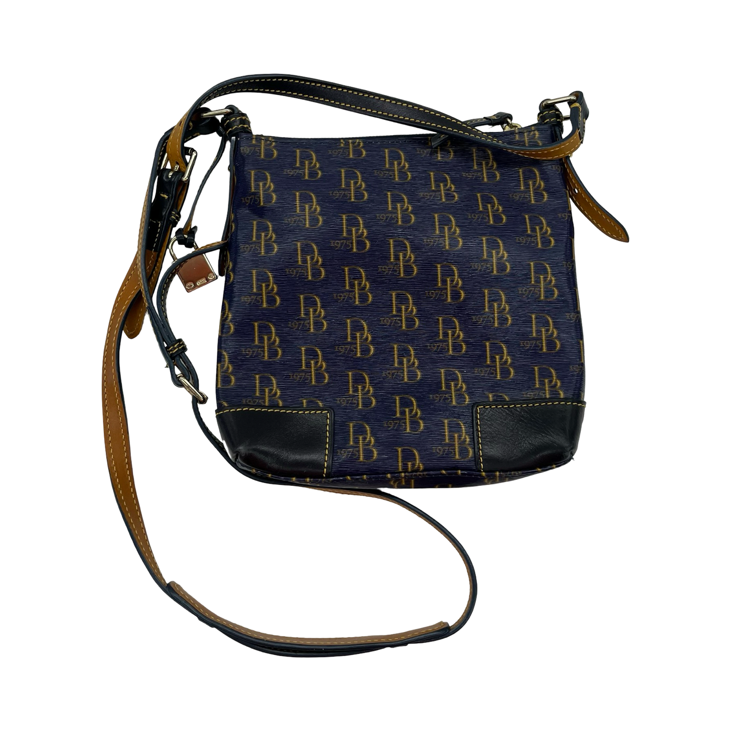 Crossbody Designer By Dooney And Bourke In Blue & Tan, Size:Small