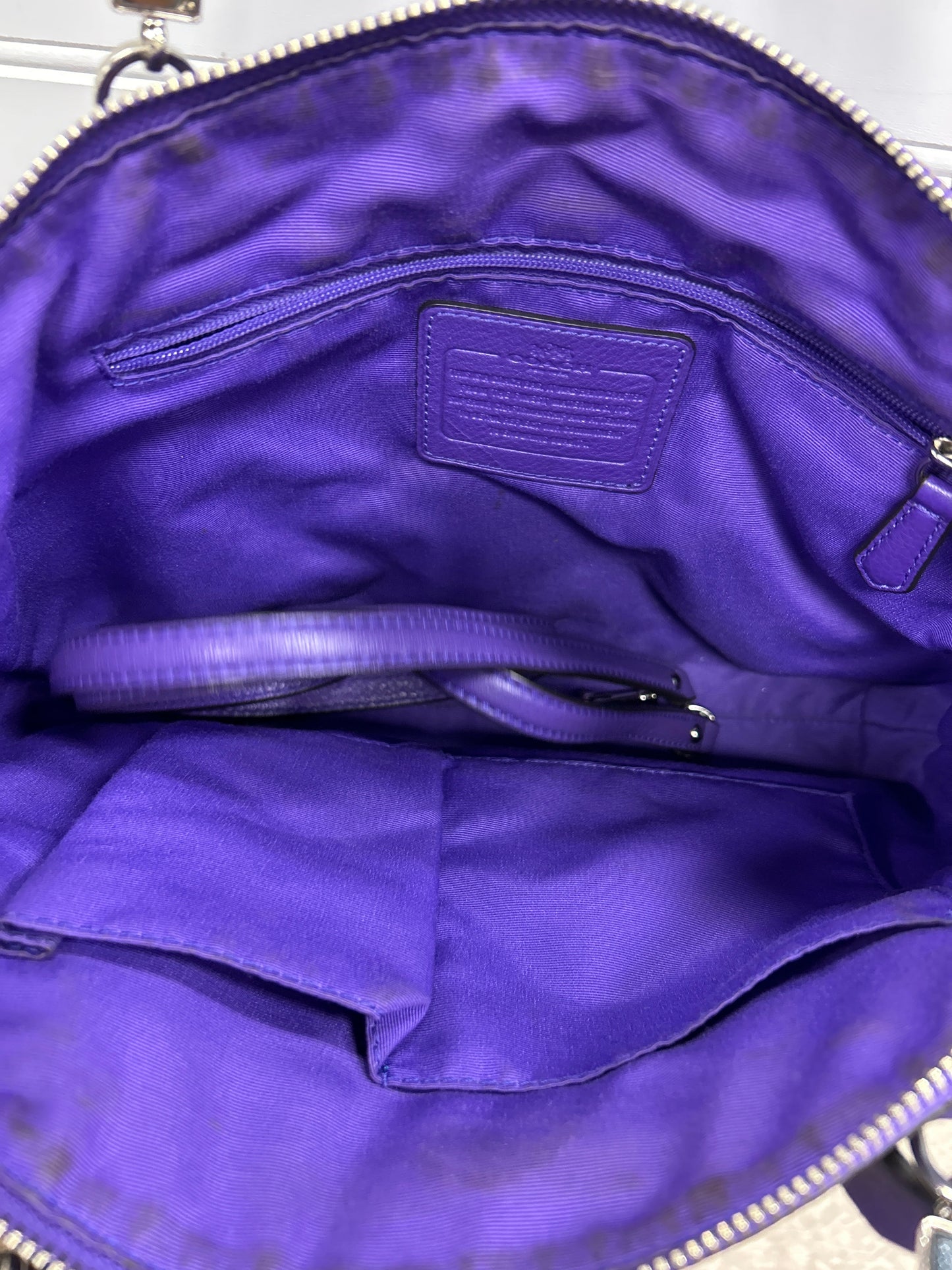 Handbag Designer By Coach In Purple, Size:Medium