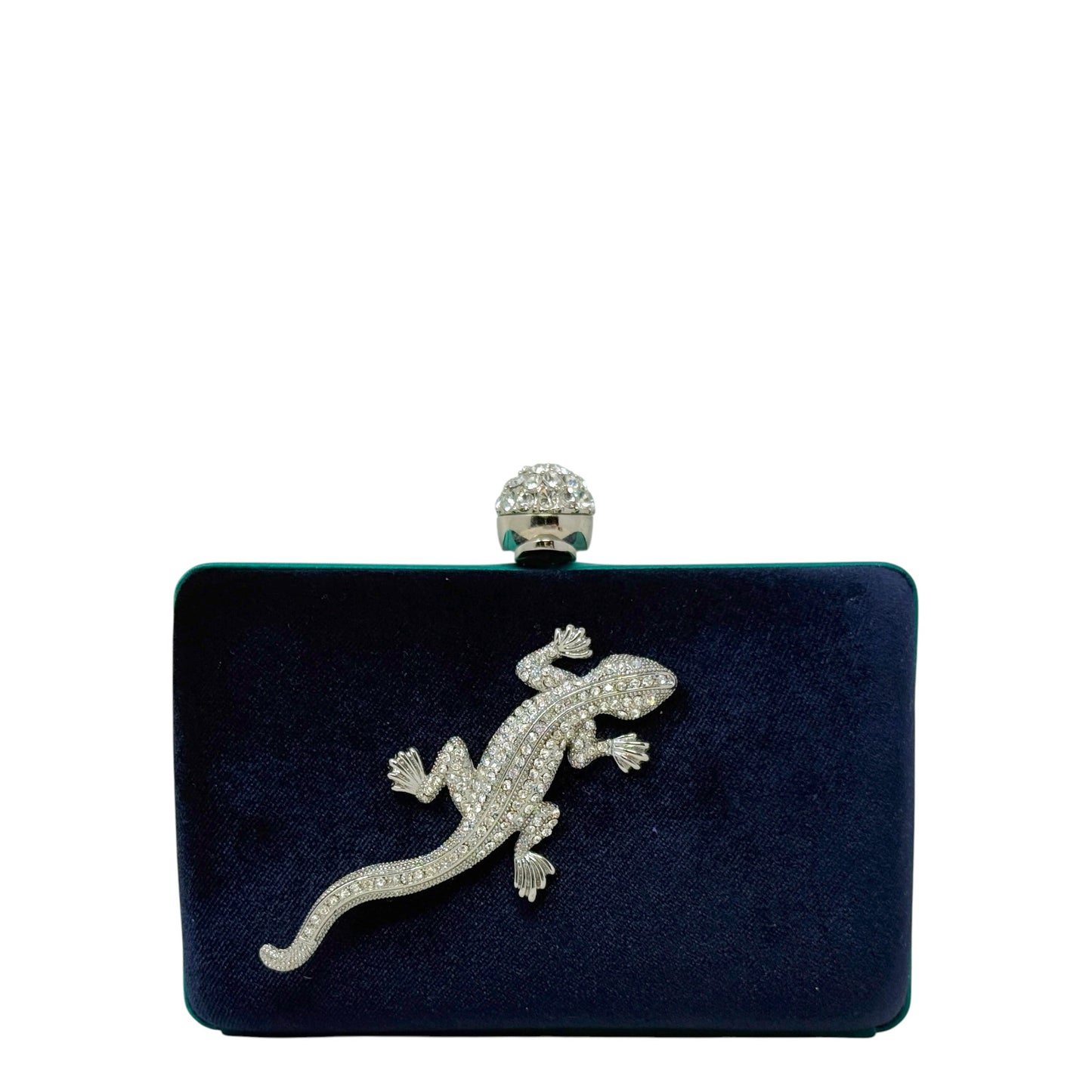 Crystal Embellished Lizard Evening Clutch By Franchi, Size: Small